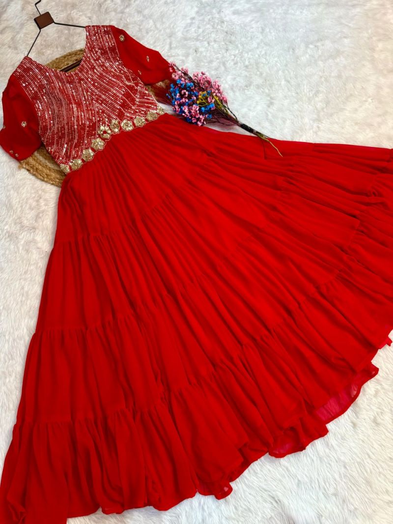 Ka 1255 Faux Blooming Sequins Zari Embroidered Gown — Wholesale Kurtis, Vardan Ethnic wholesale from Surat — view 11