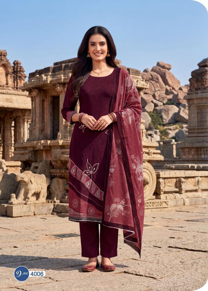 Rahi Rising Silver Vol 4 Readymade Cotton Kurti Pant With Dupatta Set