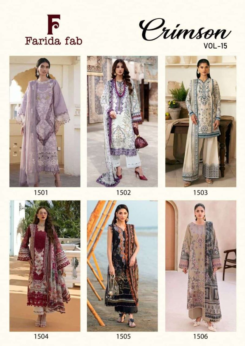 Farida Crimson Vol 15 Cotton Printed Karachi Dress Material Catalog — Wholesale Dress Material, Vardan Ethnic wholesale from Surat — view 7
