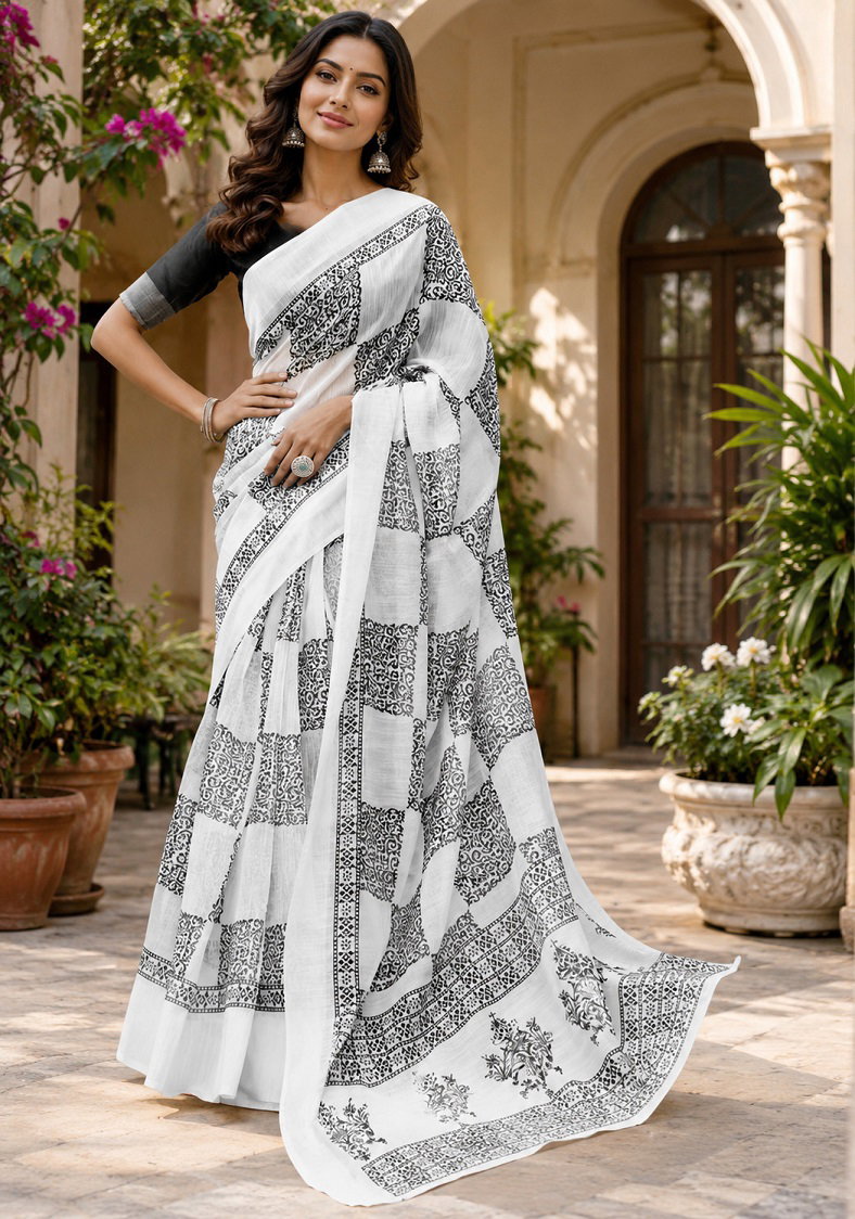 Meera 349 Linen Digital Printed Fancy Saree Catalog — Wholesale Sarees, Vardan Ethnic wholesale from Surat — view 4