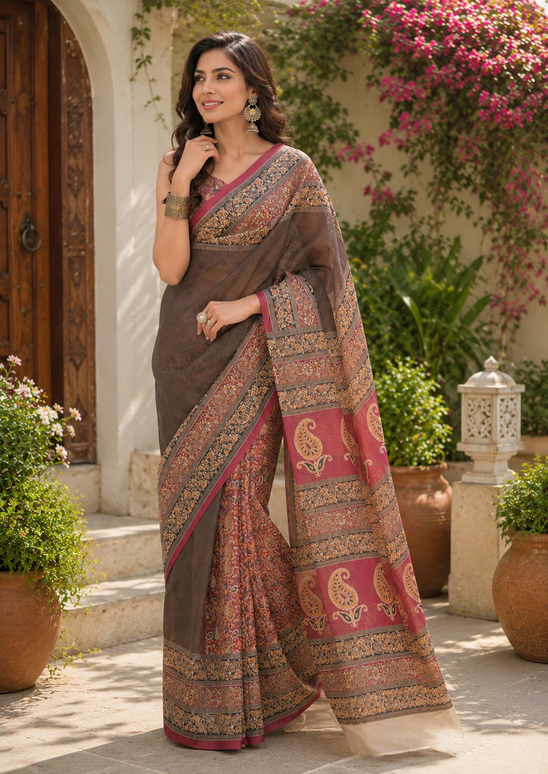 Meera 349 Linen Digital Printed Fancy Saree Catalog — Wholesale Sarees, Vardan Ethnic wholesale from Surat — view 5