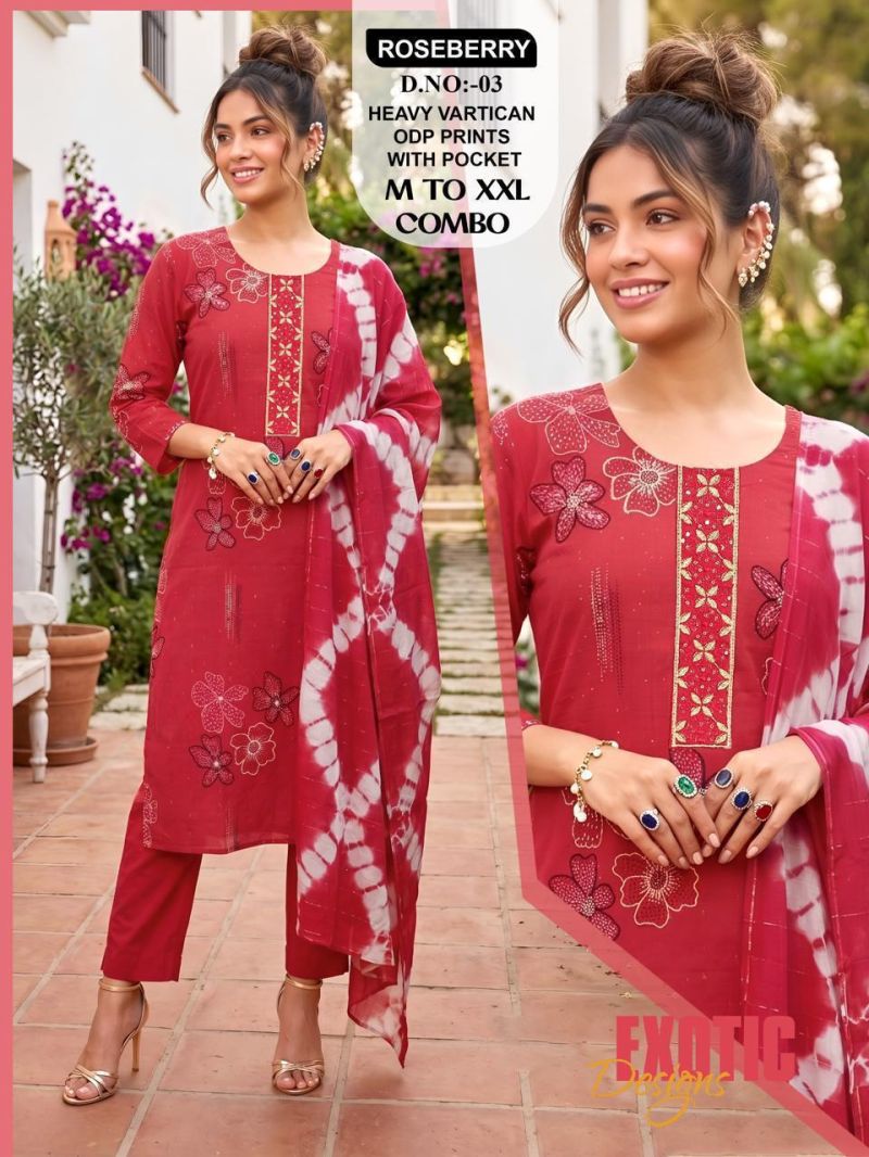 Roseberry Combo Vertican Embroidery Worked Kurti Set Catalog — Wholesale Dress Material, Vardan Ethnic wholesale from Surat — view 2