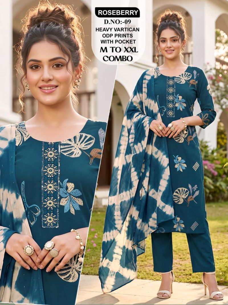 Roseberry Combo Vertican Embroidery Worked Kurti Set Catalog — Wholesale Dress Material, Vardan Ethnic wholesale from Surat — view 4