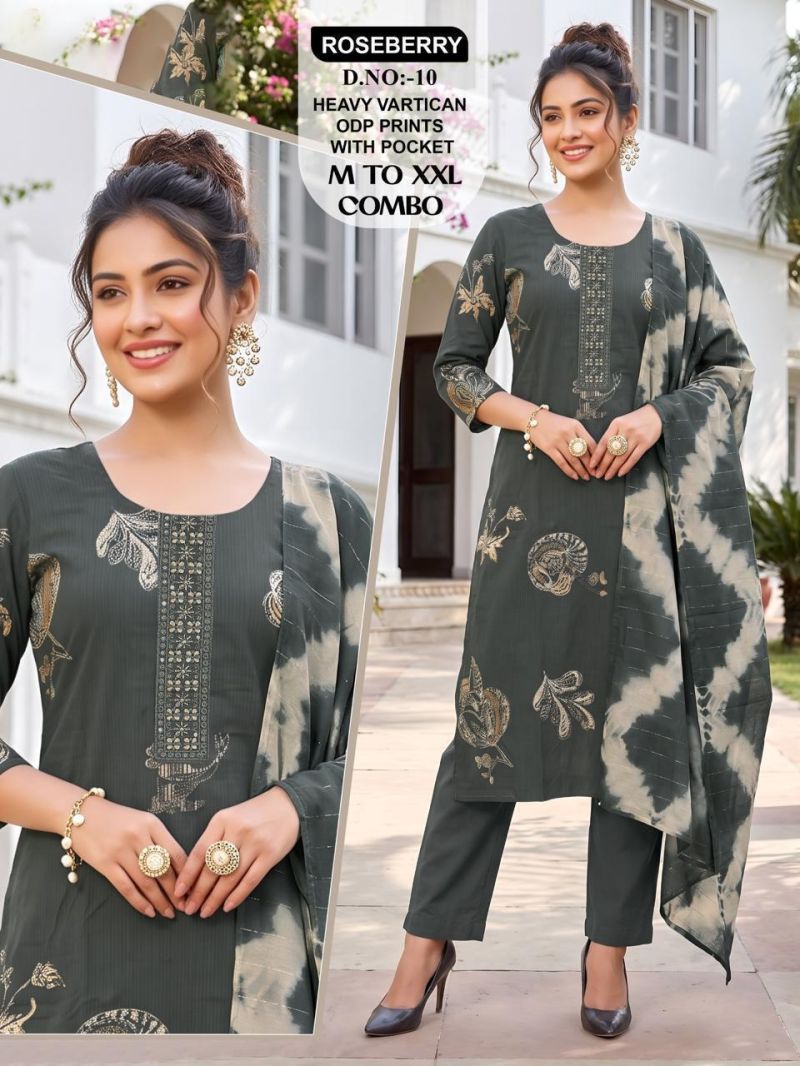 Roseberry Combo Vertican Embroidery Worked Kurti Set Catalog — Wholesale Dress Material, Vardan Ethnic wholesale from Surat — view 5