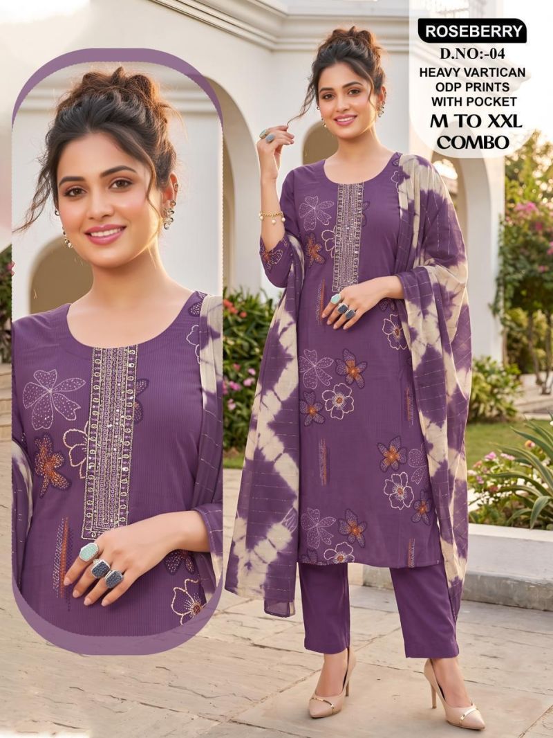 Roseberry Combo Vertican Embroidery Worked Kurti Set Catalog — Wholesale Dress Material, Vardan Ethnic wholesale from Surat — view 8