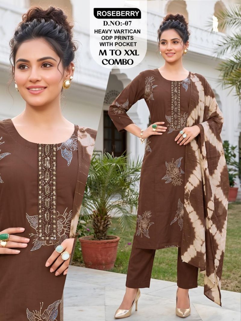 Roseberry Combo Vertican Embroidery Worked Kurti Set Catalog — Wholesale Dress Material, Vardan Ethnic wholesale from Surat — view 9