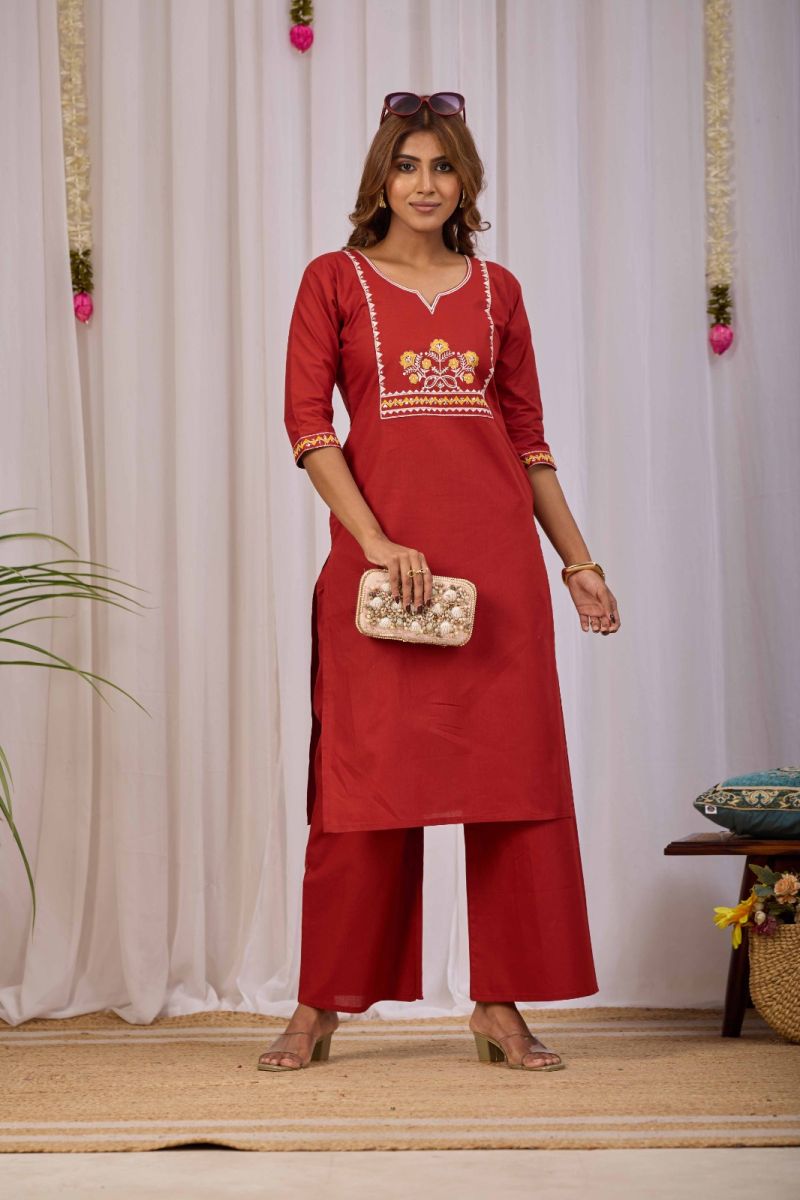 Md Mahi 128 Dhabu Cotton Printed Kurti With Bottom Catalog — Wholesale Cotton Kurti Pant Set, Vardan Ethnic wholesale from Surat — view 3
