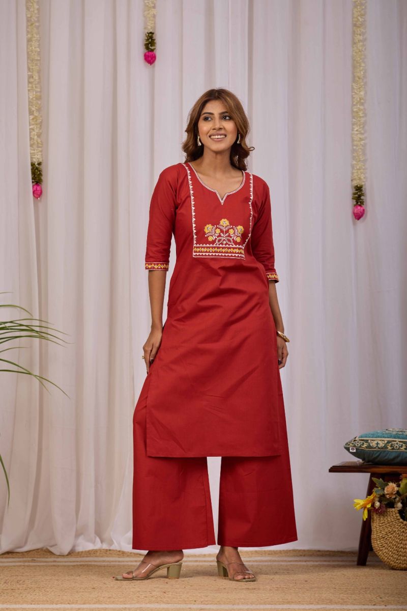 Md Mahi 128 Dhabu Cotton Printed Kurti With Bottom Catalog — Wholesale Cotton Kurti Pant Set, Vardan Ethnic wholesale from Surat — view 4
