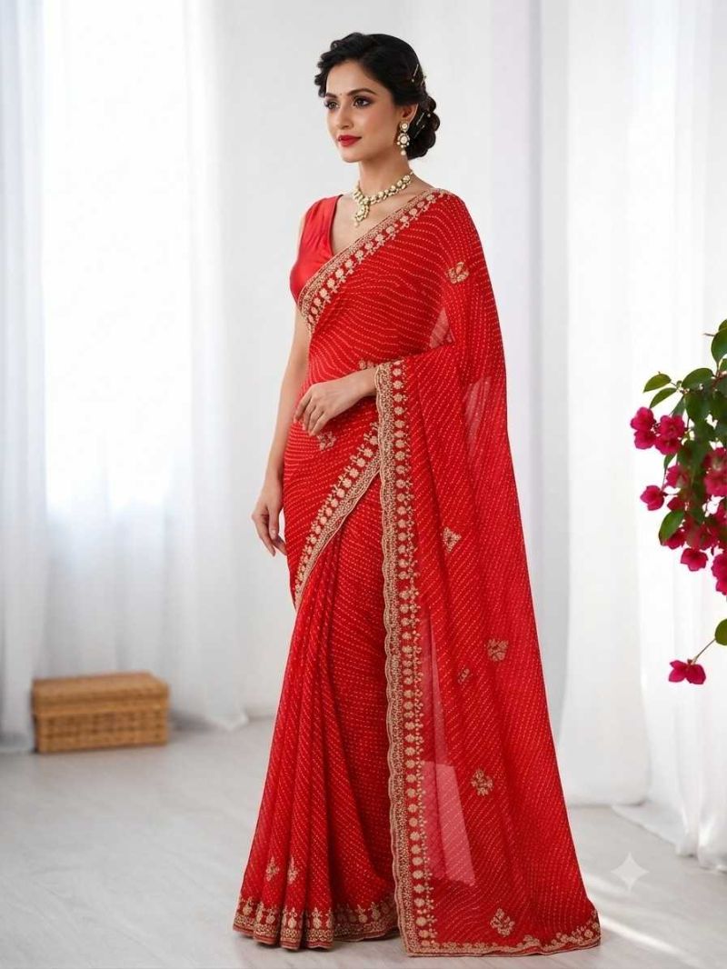 Ds 838 Georgette Bandhani Printed Saree Catalog
