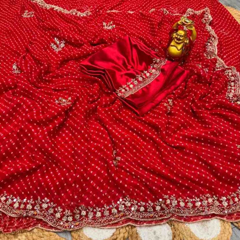 Ds 838 Georgette Bandhani Printed Saree Catalog — Saree, Vardan Ethnic wholesale from Surat — view 3
