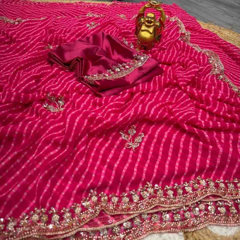 Ds 838 Georgette Bandhani Printed Saree Catalog — Saree, Vardan Ethnic wholesale from Surat — view 4