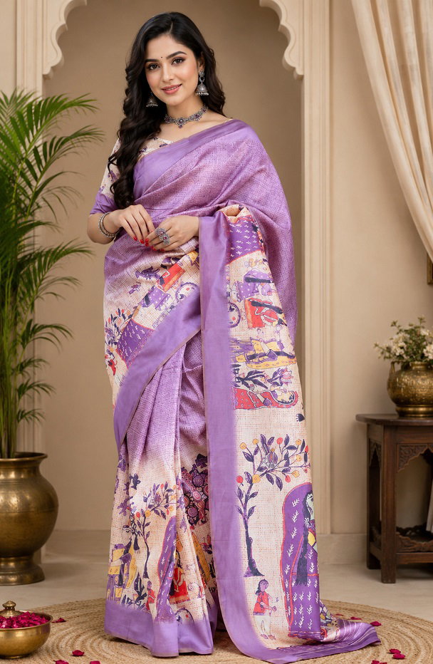 Meera 352 Chanderi Cotton Digital Printed Ready To Wear Saree — Wedding Saree, MEERA wholesale from Surat — view 3