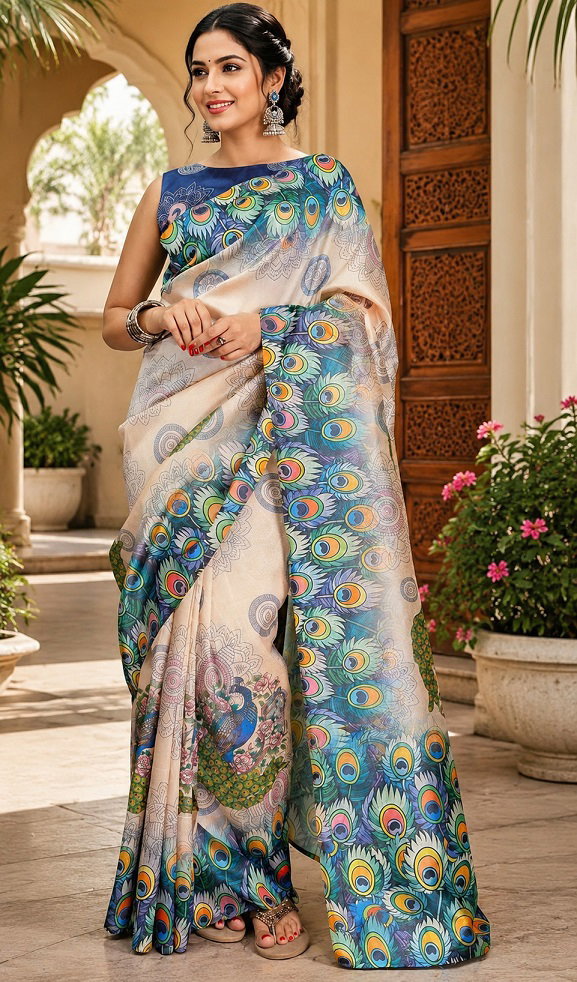 Meera 352 Chanderi Cotton Digital Printed Ready To Wear Saree