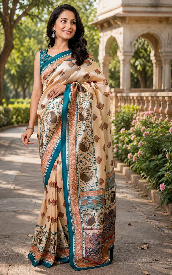Meera 352 Chanderi Cotton Digital Printed Ready To Wear Saree — Wedding Saree, MEERA wholesale from Surat — view 5