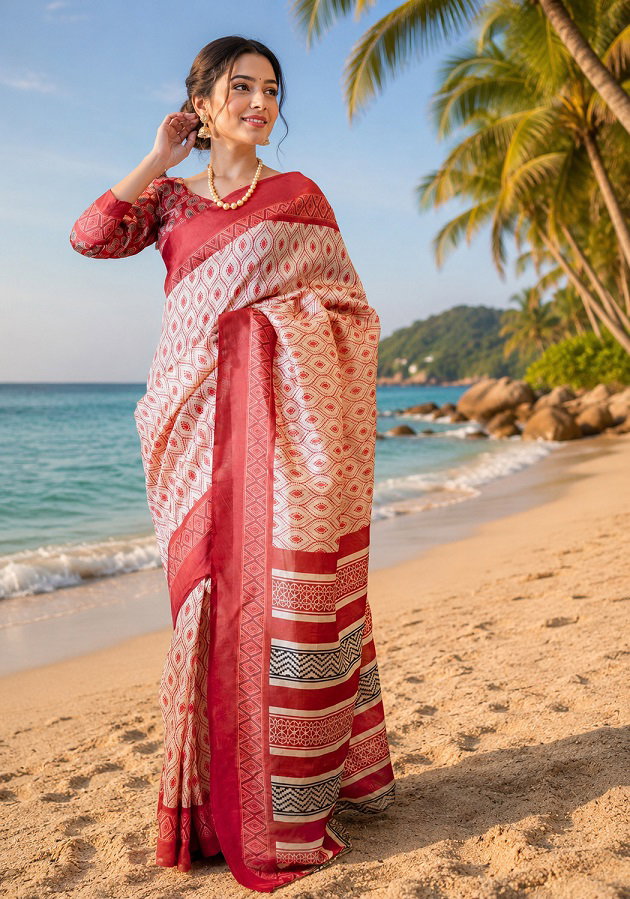Meera 352 Chanderi Cotton Digital Printed Ready To Wear Saree — Wedding Saree, MEERA wholesale from Surat — view 6