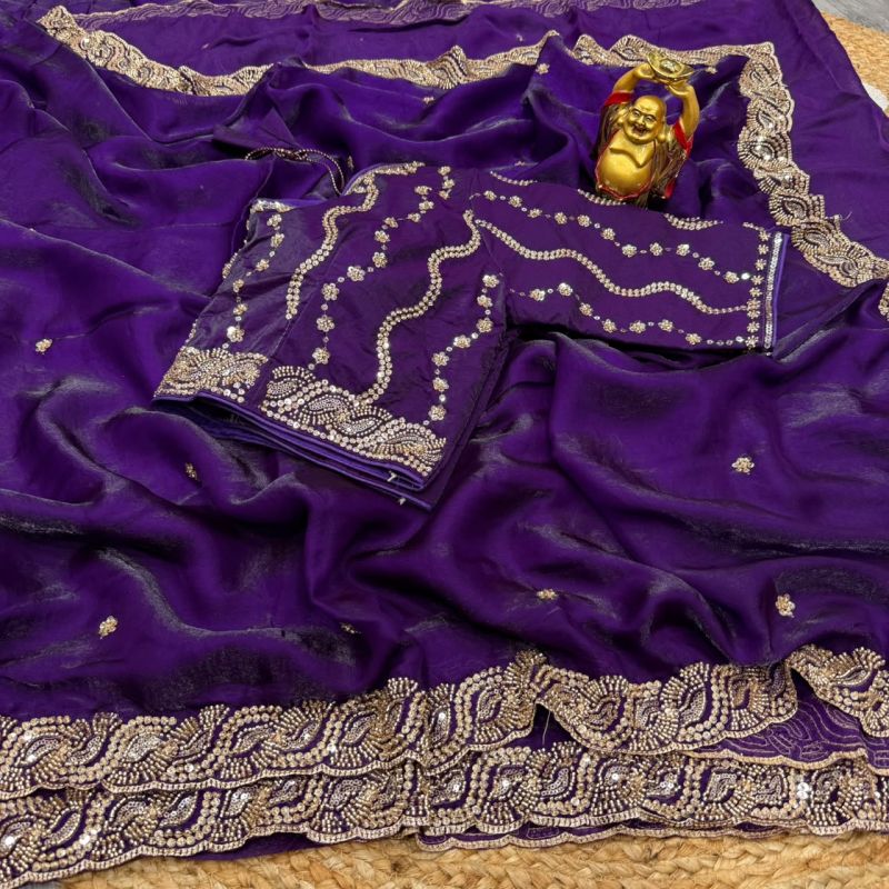Ds 2001 Space Silk Sequence Cutdana Worked Premium Saree Catalog — Designer Partywear Sarees, Vardan Ethnic wholesale from Surat — view 2
