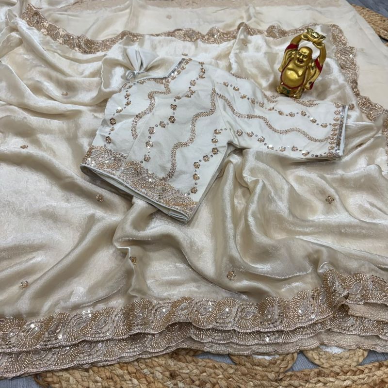 Ds 2001 Space Silk Sequence Cutdana Worked Premium Saree Catalog — Designer Partywear Sarees, Vardan Ethnic wholesale from Surat — view 3