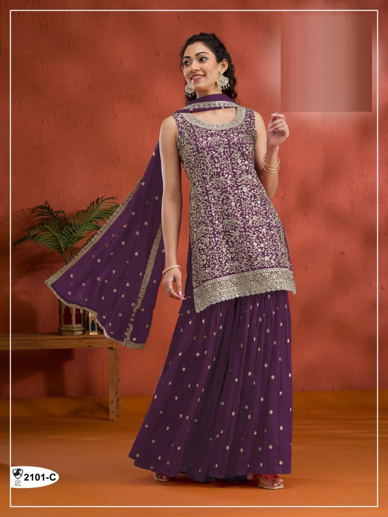 2101 A To D Master Colors Georgette Embroidered Salwar Kameez Catalog