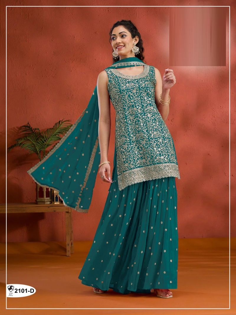2101 A To D Master Colors Georgette Embroidered Salwar Kameez Catalog — Wholesale Salwar Kameez, Vardan Ethnic wholesale from Surat — view 2