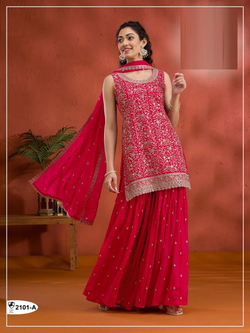 2101 A To D Master Colors Georgette Embroidered Salwar Kameez Catalog — Wholesale Salwar Kameez, Vardan Ethnic wholesale from Surat — view 4