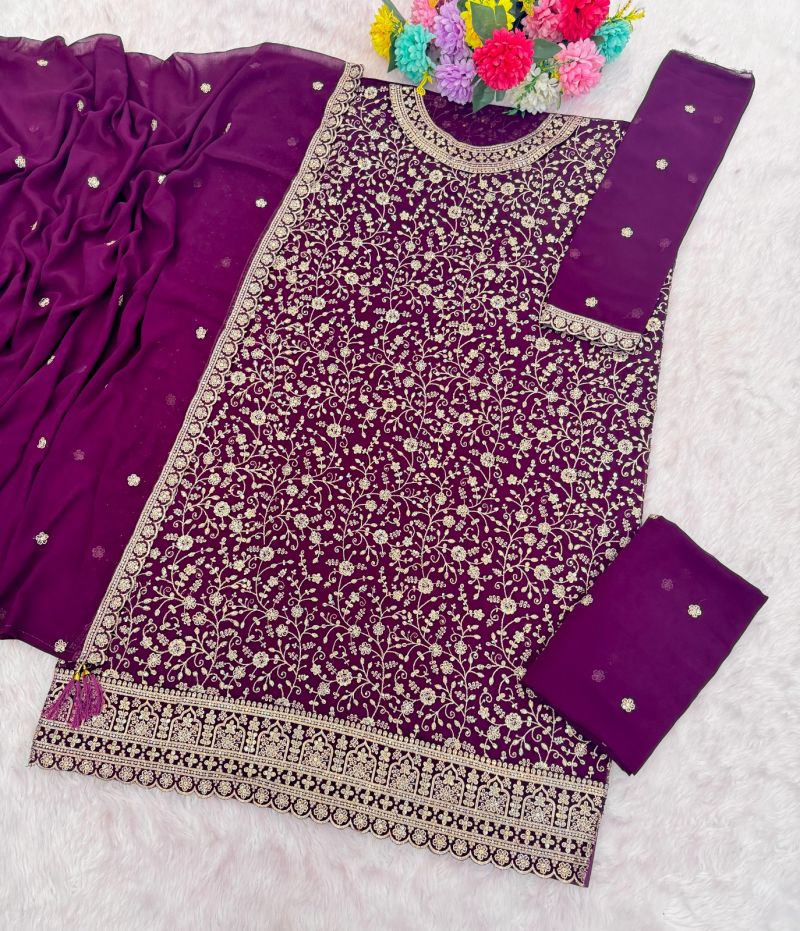 2101 A To D Master Colors Georgette Embroidered Salwar Kameez Catalog — Wholesale Salwar Kameez, Vardan Ethnic wholesale from Surat — view 5