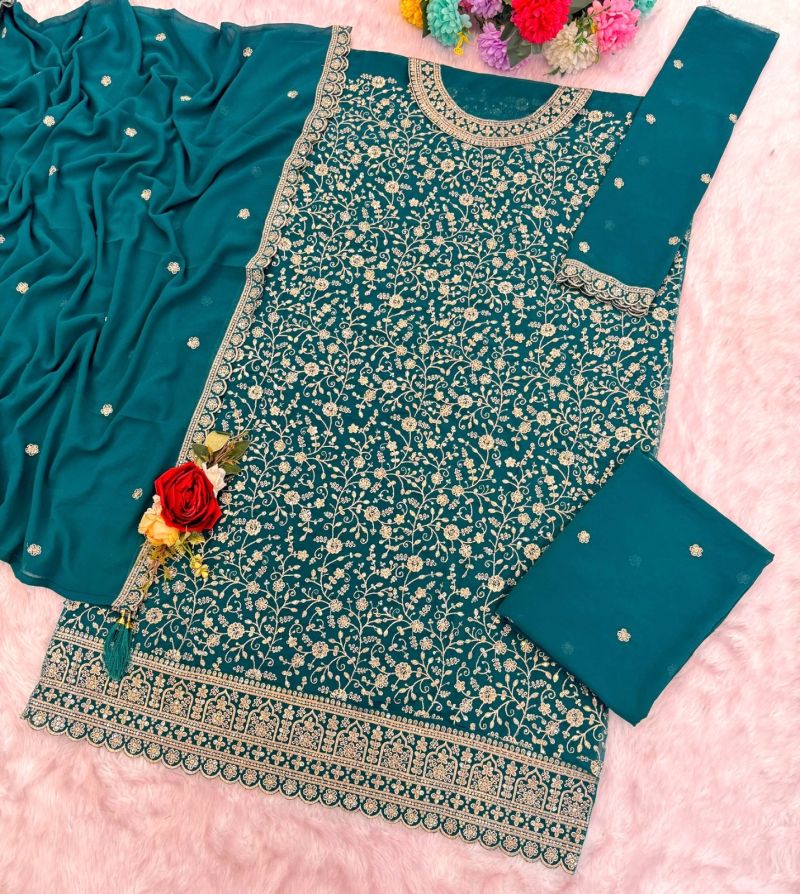 2101 A To D Master Colors Georgette Embroidered Salwar Kameez Catalog — Wholesale Salwar Kameez, Vardan Ethnic wholesale from Surat — view 6
