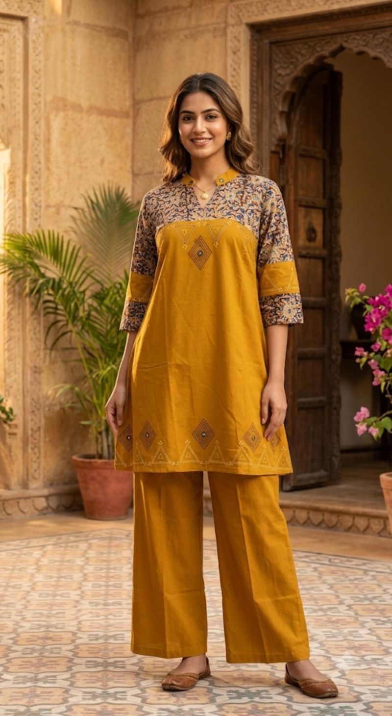 Naisha K 1092 Dhabu Cotton Stylish Kurti With Bottom Set — Wholesale Kurtis, MPA wholesale from Surat — view 3