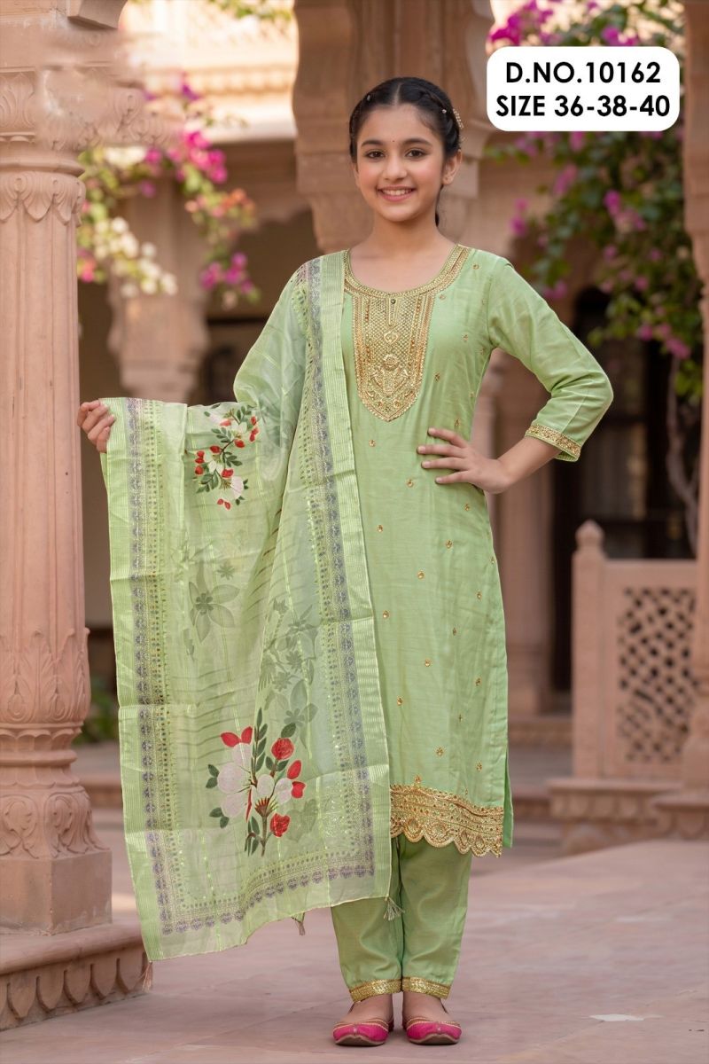 Nandita 10162 And 64 Fendy Silk Embroidered Kurti Set — Wholesale Dress Material, Vardan Ethnic wholesale from Surat — view 4