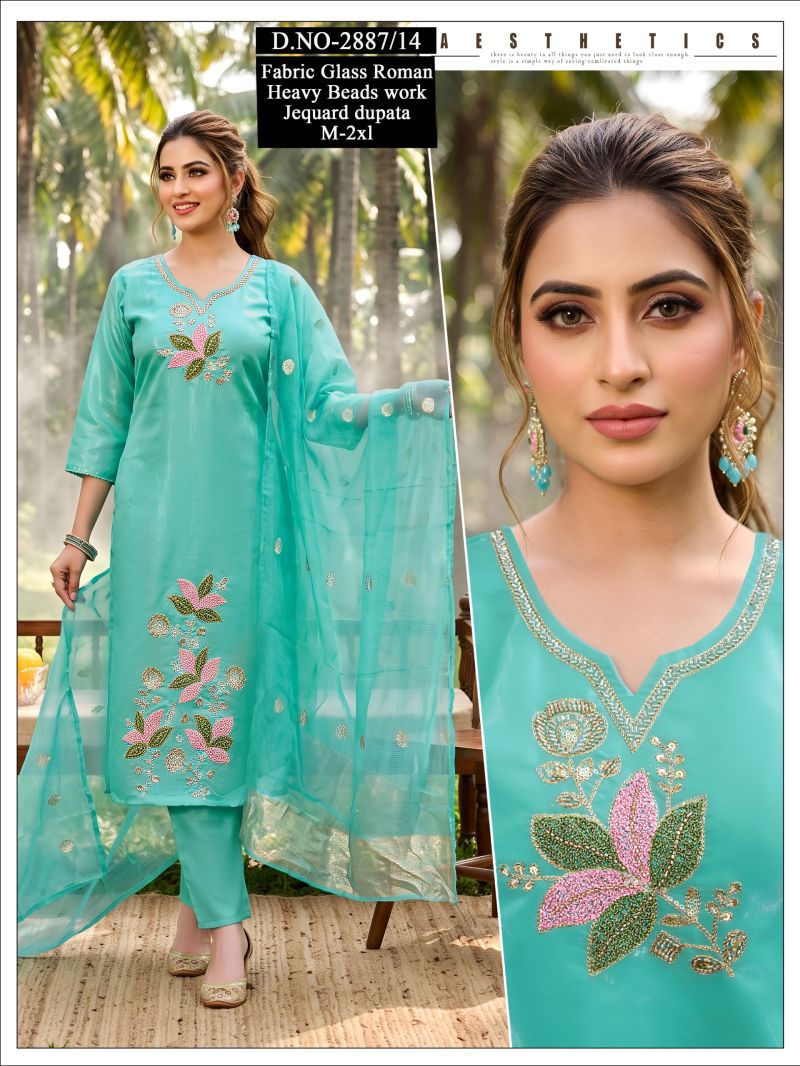 Naisha Combo 2 Roman Glass Beads Worked Kurti Set