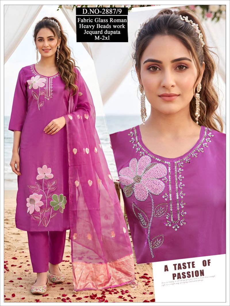 Naisha Combo 2 Roman Glass Beads Worked Kurti Set — Wholesale Salwar Suits, Naisha wholesale from Surat — view 5