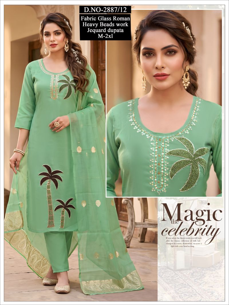 Naisha Combo 2 Roman Glass Beads Worked Kurti Set — Wholesale Salwar Suits, Naisha wholesale from Surat — view 6