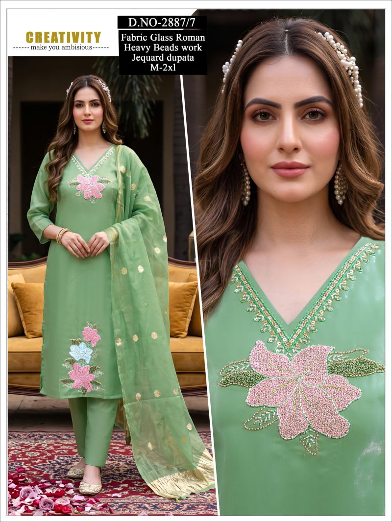Naisha Combo 2 Roman Glass Beads Worked Kurti Set — Wholesale Salwar Suits, Naisha wholesale from Surat — view 7