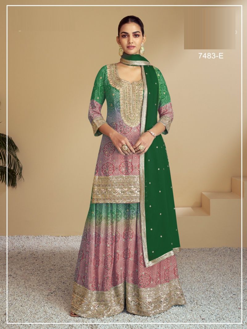 7483 A To D Master Colors Chinon Digital Print Embroidered Salwar Kameez Catalog — Wholesale Kurti With Bottom Dupatta, Vardan Ethnic wholesale from Surat — view 5