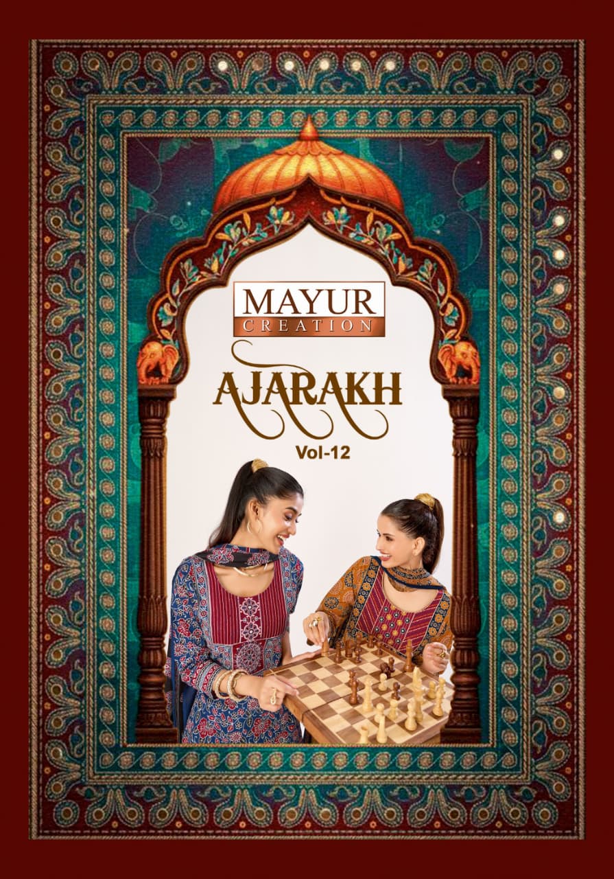 Mayur Ajarakh Vol12 Cotton Kurti Pant With Dupatta Set — Wholesale Kurtis, Mayur wholesale from Surat — view 2