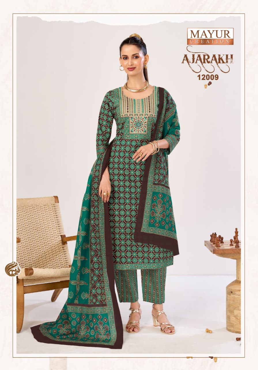 Mayur Ajarakh Vol12 Cotton Kurti Pant With Dupatta Set — Wholesale Kurtis, Mayur wholesale from Surat — view 11