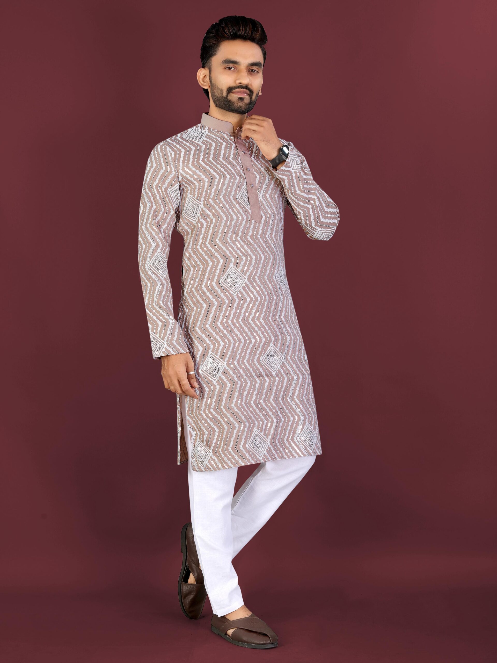 Rivayat Men's Soft Silk Embroidered Kurta Pajama — Men's Wear, Vardan Ethnic wholesale from Surat — view 5