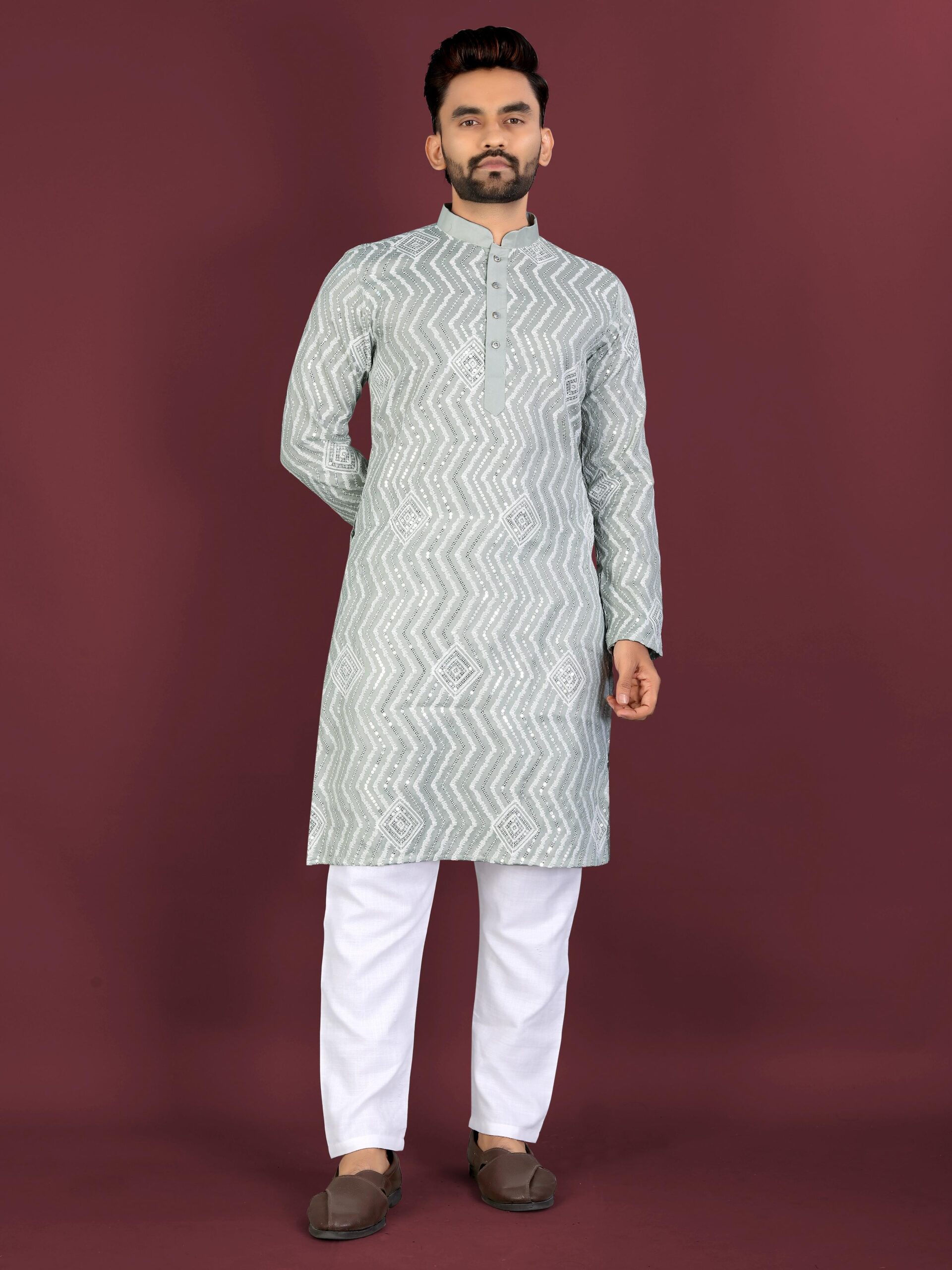 Rivayat Men's Soft Silk Embroidered Kurta Pajama — Men's Wear, Vardan Ethnic wholesale from Surat — view 6