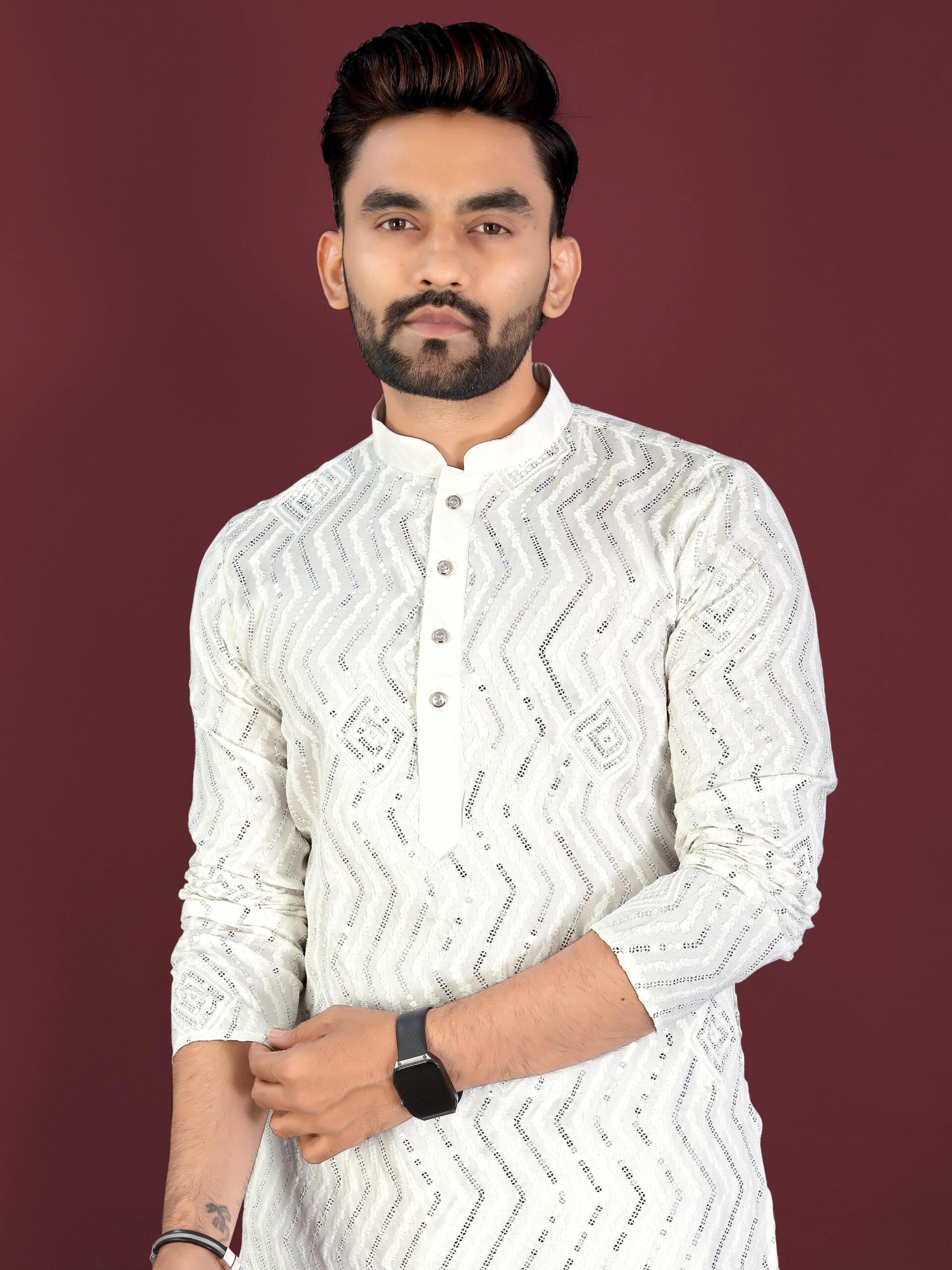 Rivayat Men's Soft Silk Embroidered Kurta Pajama — Men's Wear, Vardan Ethnic wholesale from Surat — view 7