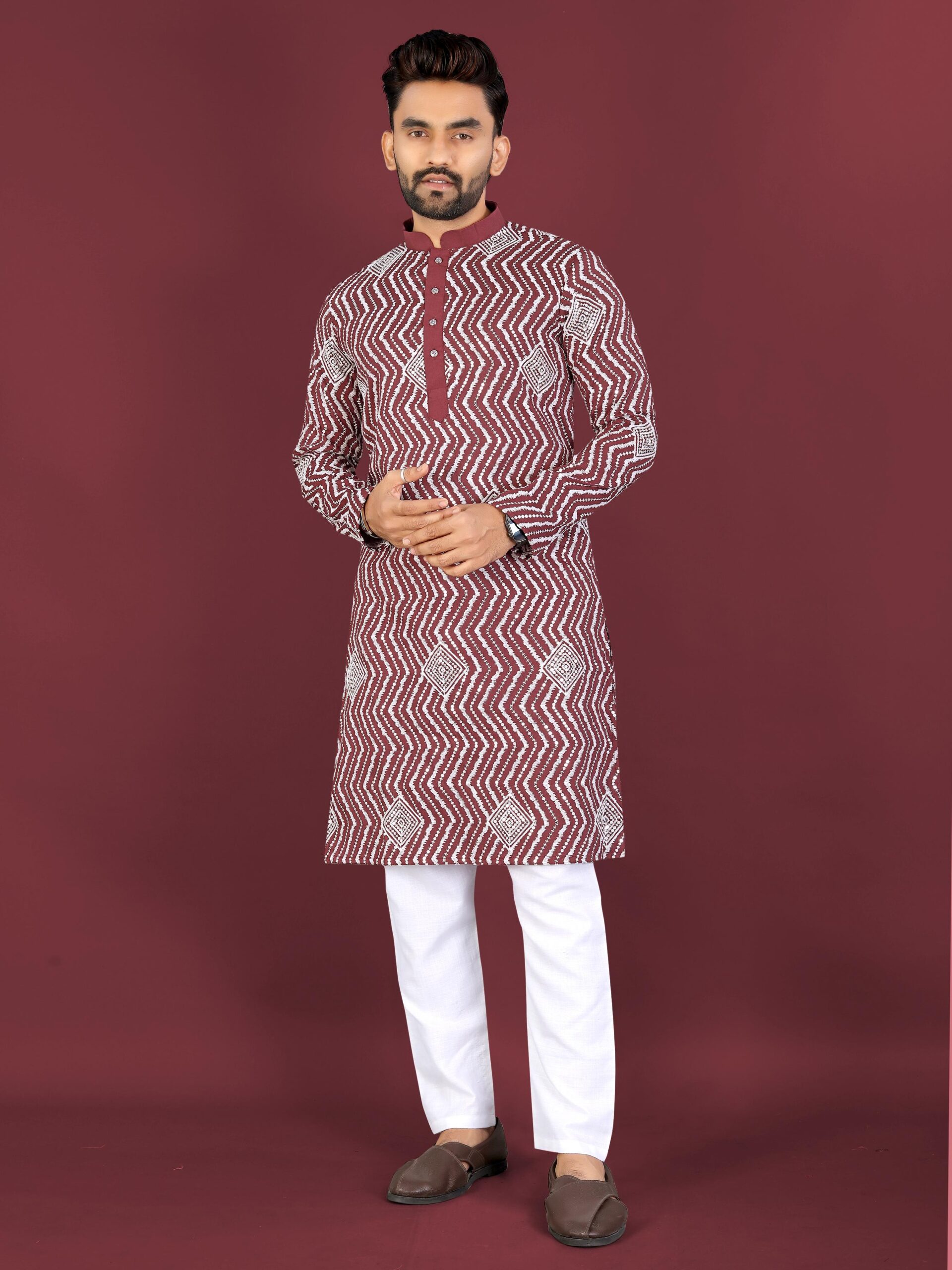 Rivayat Men's Soft Silk Embroidered Kurta Pajama