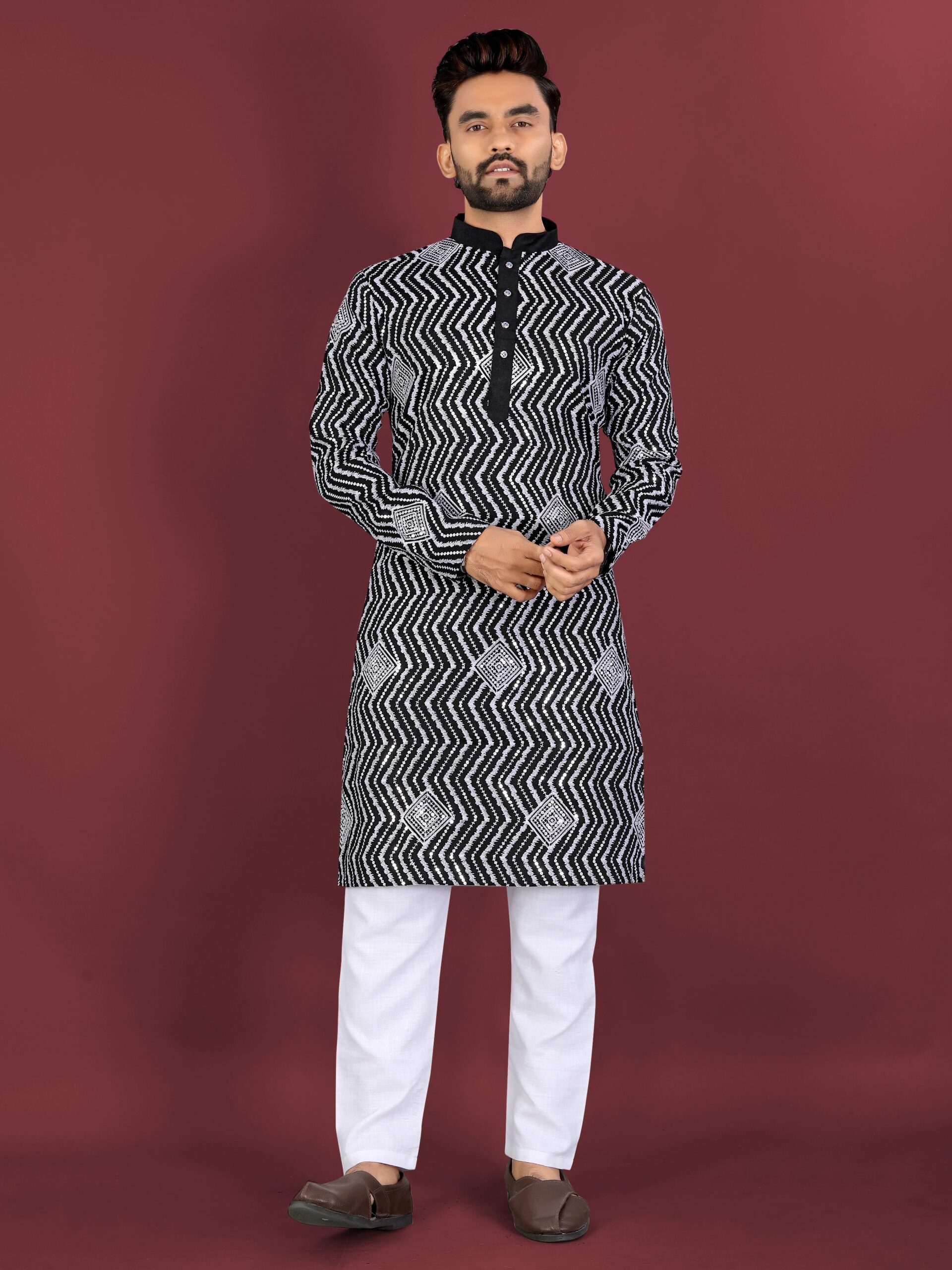 Rivayat Men's Soft Silk Embroidered Kurta Pajama — Men's Wear, Vardan Ethnic wholesale from Surat — view 9