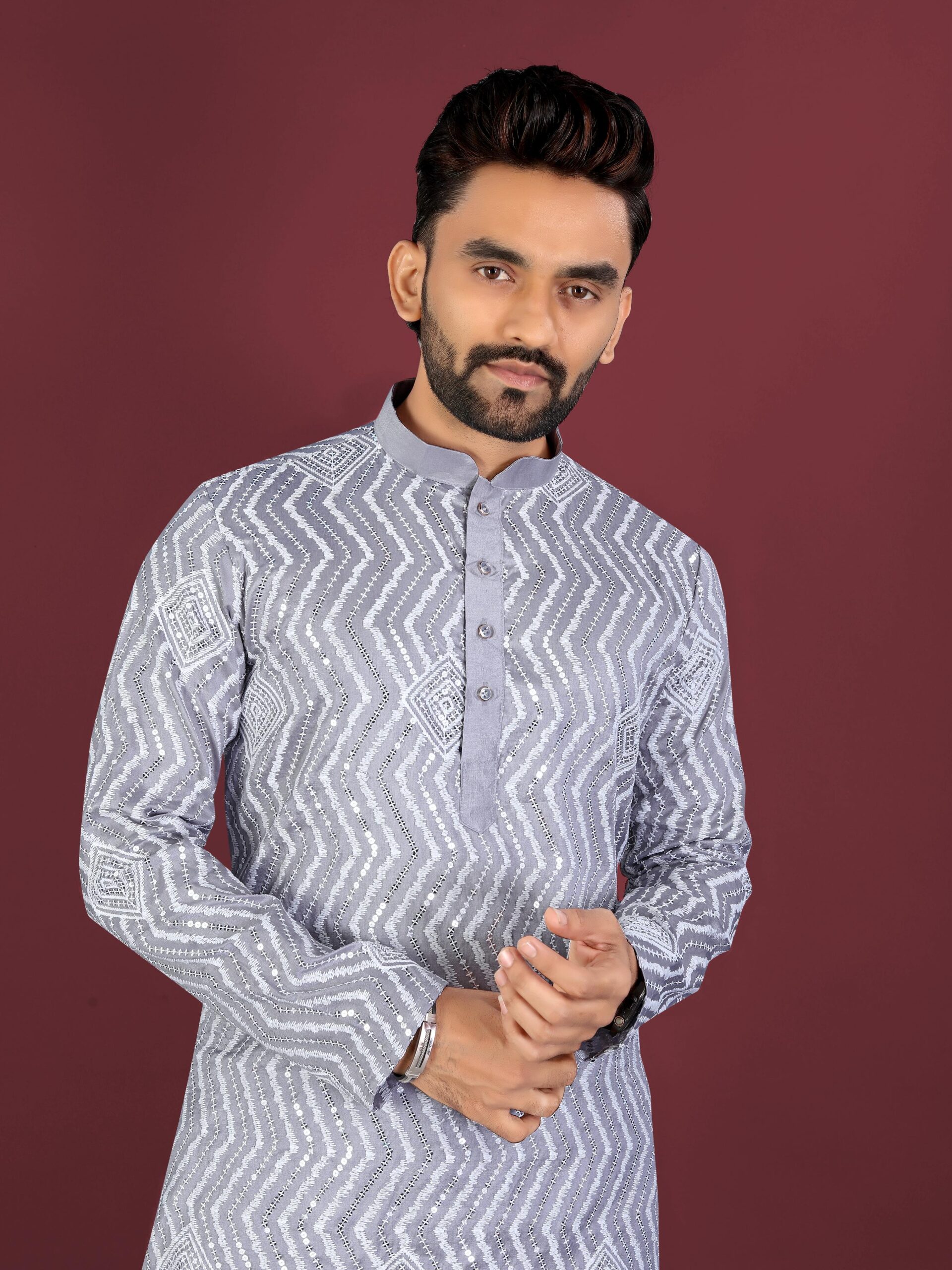 Rivayat Men's Soft Silk Embroidered Kurta Pajama — Men's Wear, Vardan Ethnic wholesale from Surat — view 10