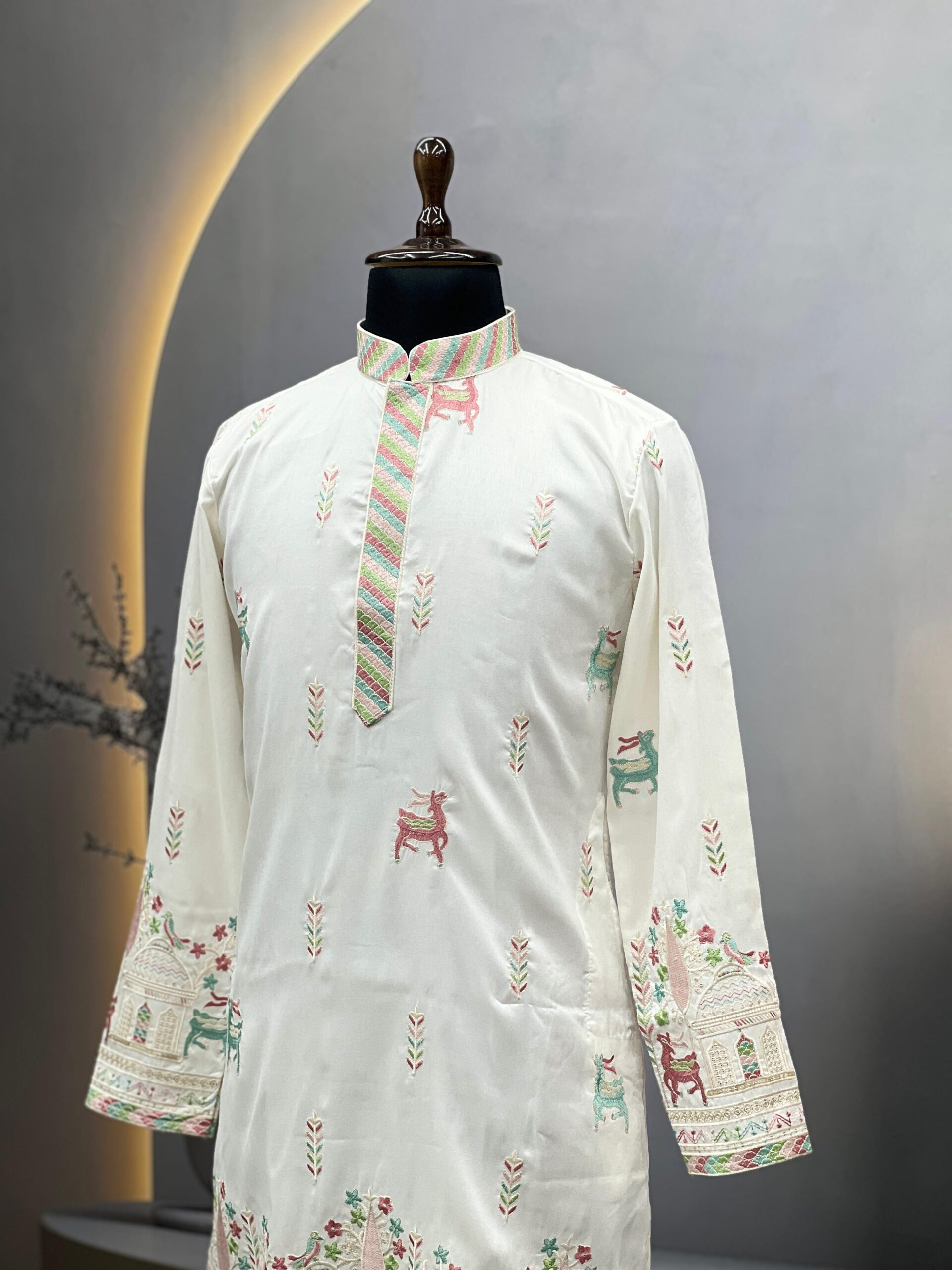Rivayat Men's Soft Silk Embroidered Kurta Pajama Set — Men's Wear, Vardan Ethnic wholesale from Surat — view 3