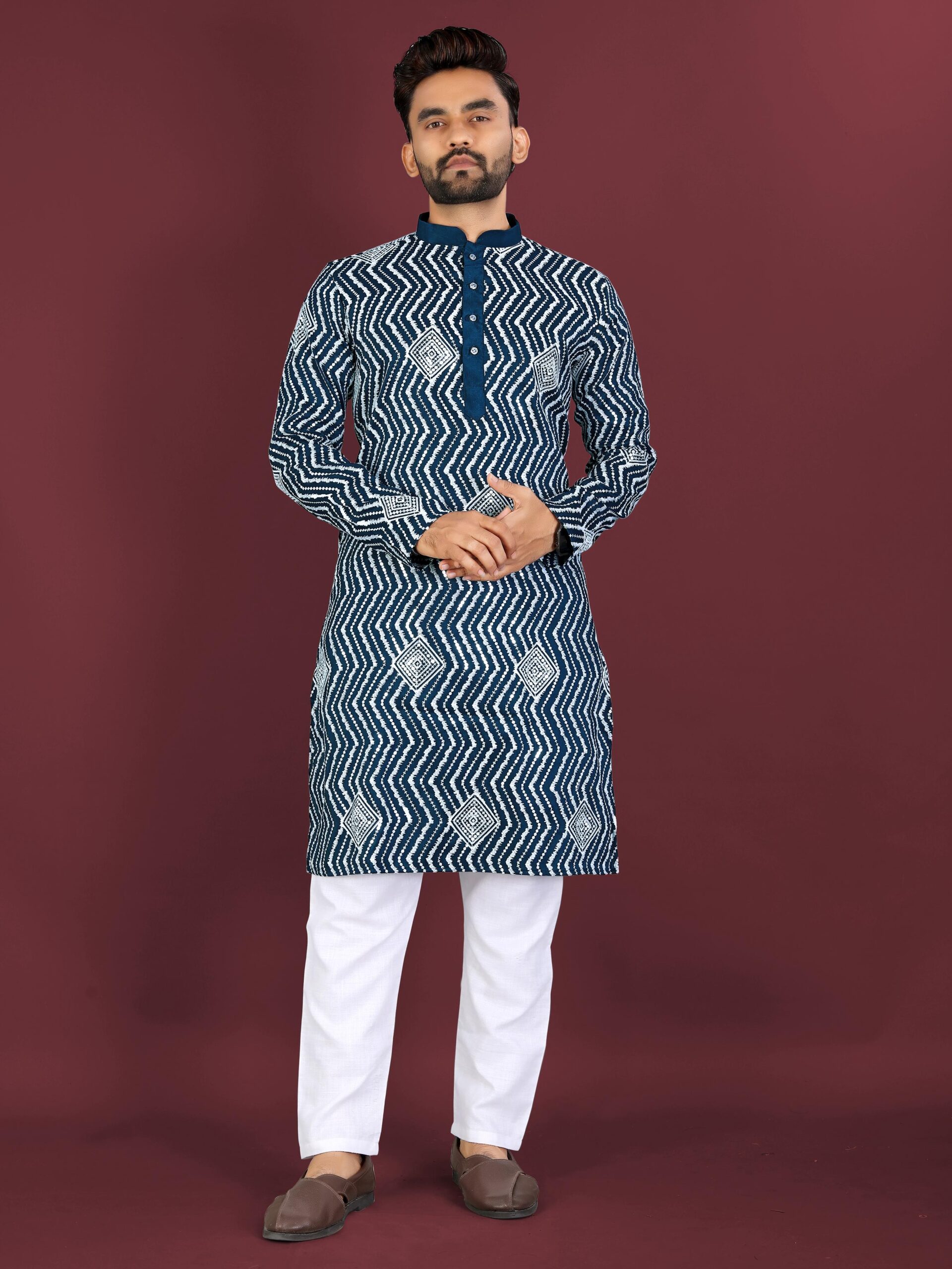 Rivayat Men's Soft Silk Embroidered Kurta Pajama — Men's Wear, Vardan Ethnic wholesale from Surat — view 2