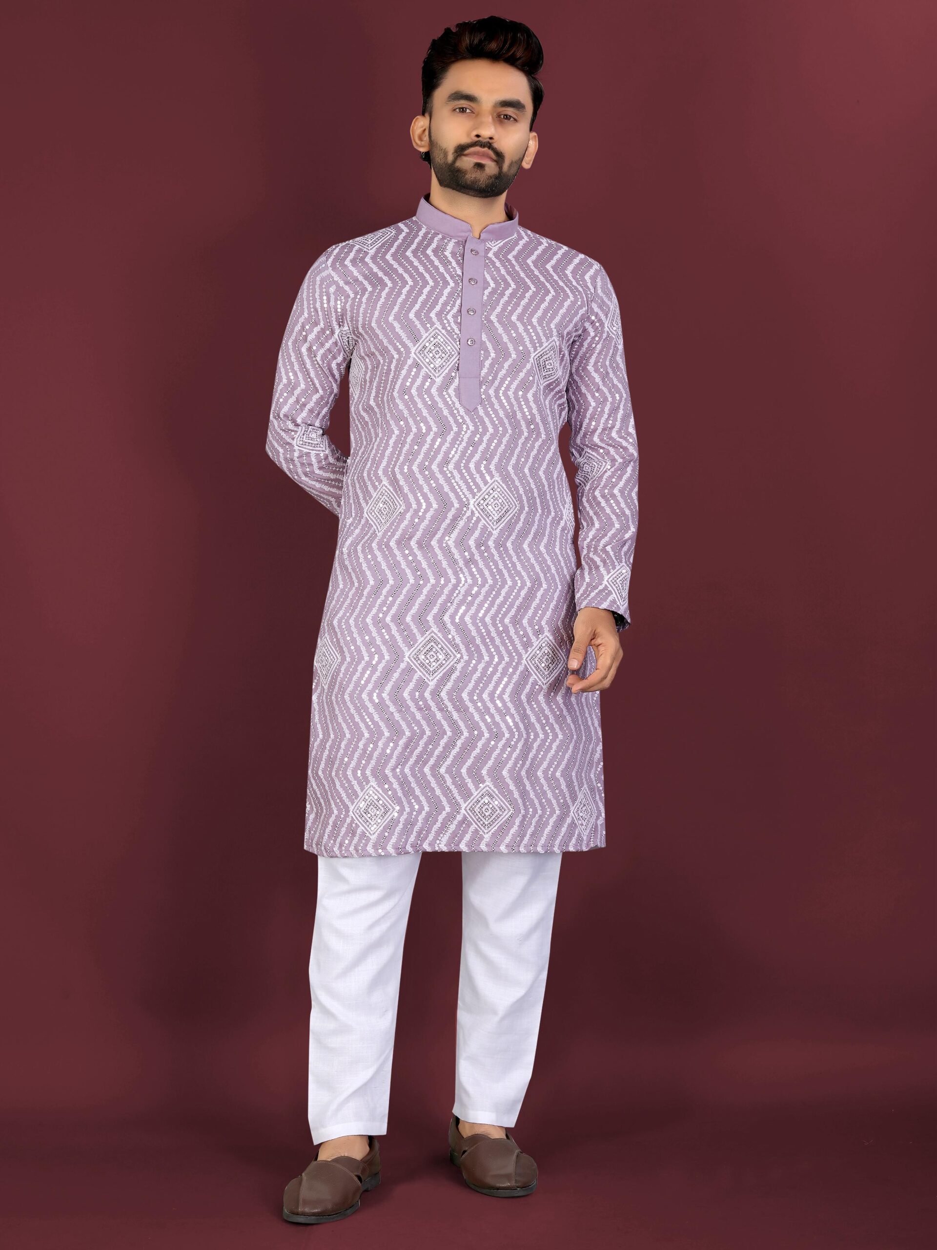 Rivayat Men's Soft Silk Embroidered Kurta Pajama — Men's Wear, Vardan Ethnic wholesale from Surat — view 3