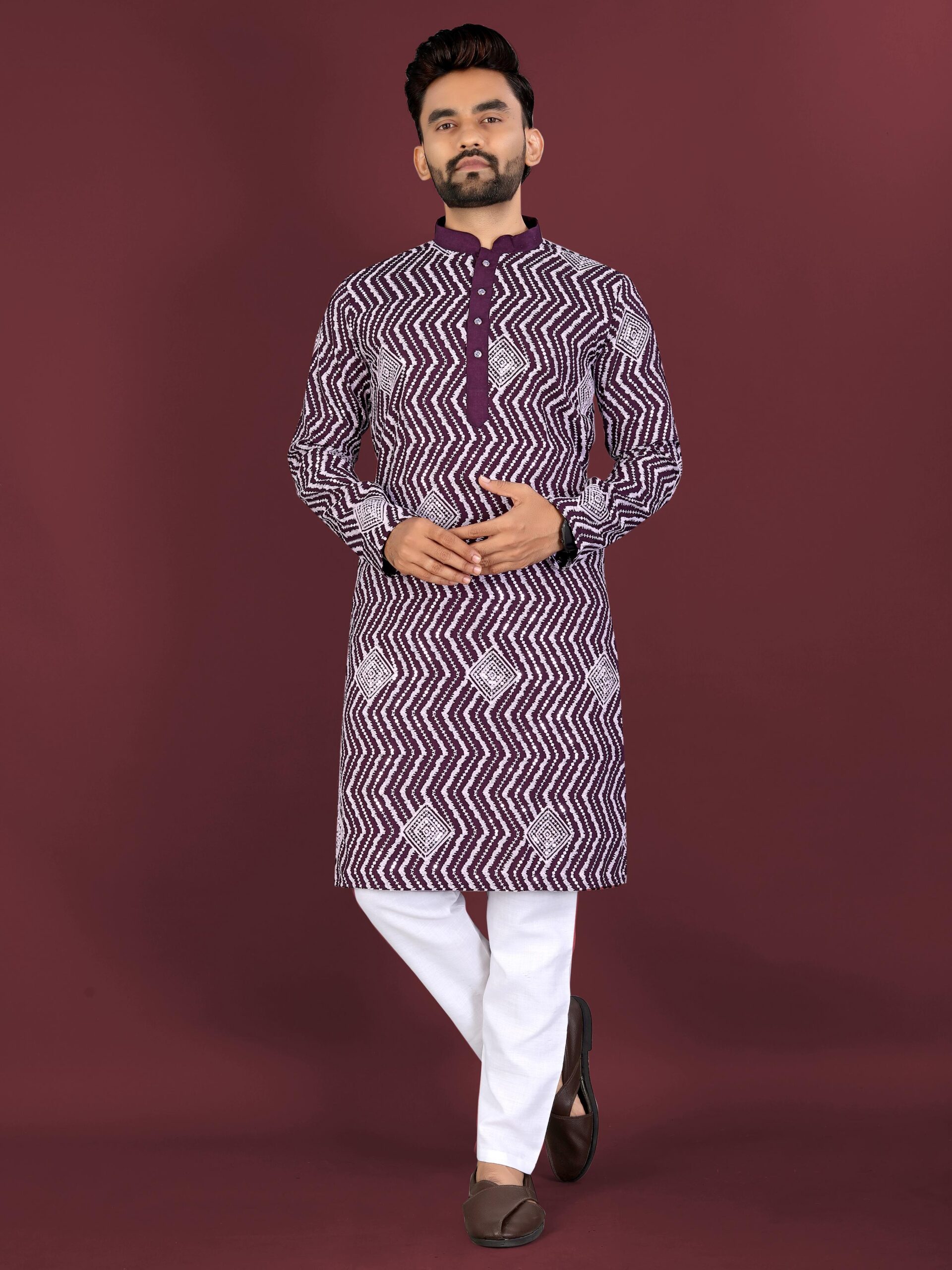 Rivayat Men's Soft Silk Embroidered Kurta Pajama — Men's Wear, Vardan Ethnic wholesale from Surat — view 4