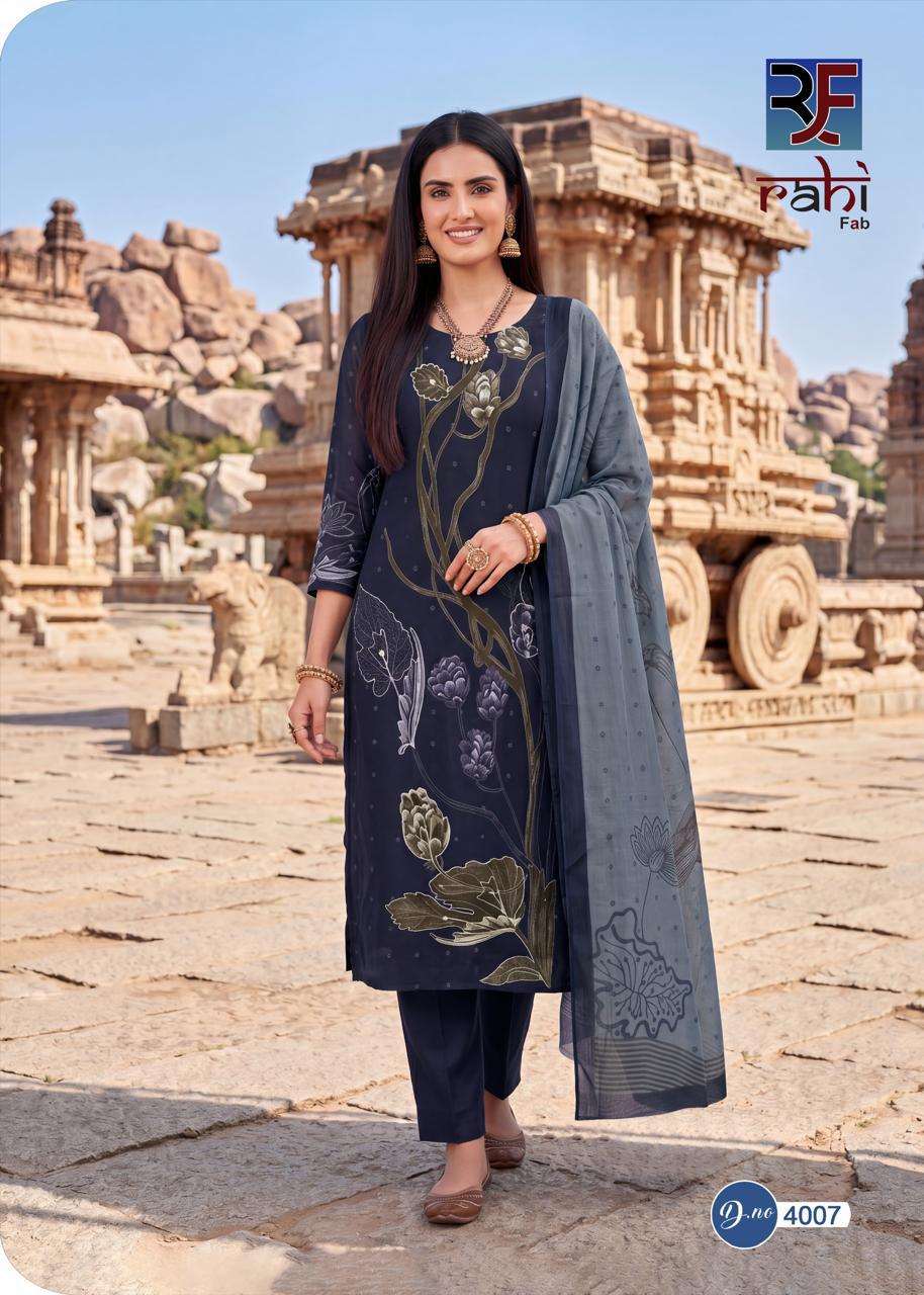 Rahi Rising Silver Vol Kurti Pant With Dupatta Set — Wholesale Kurtis, Vardan Ethnic wholesale from Surat — view 12