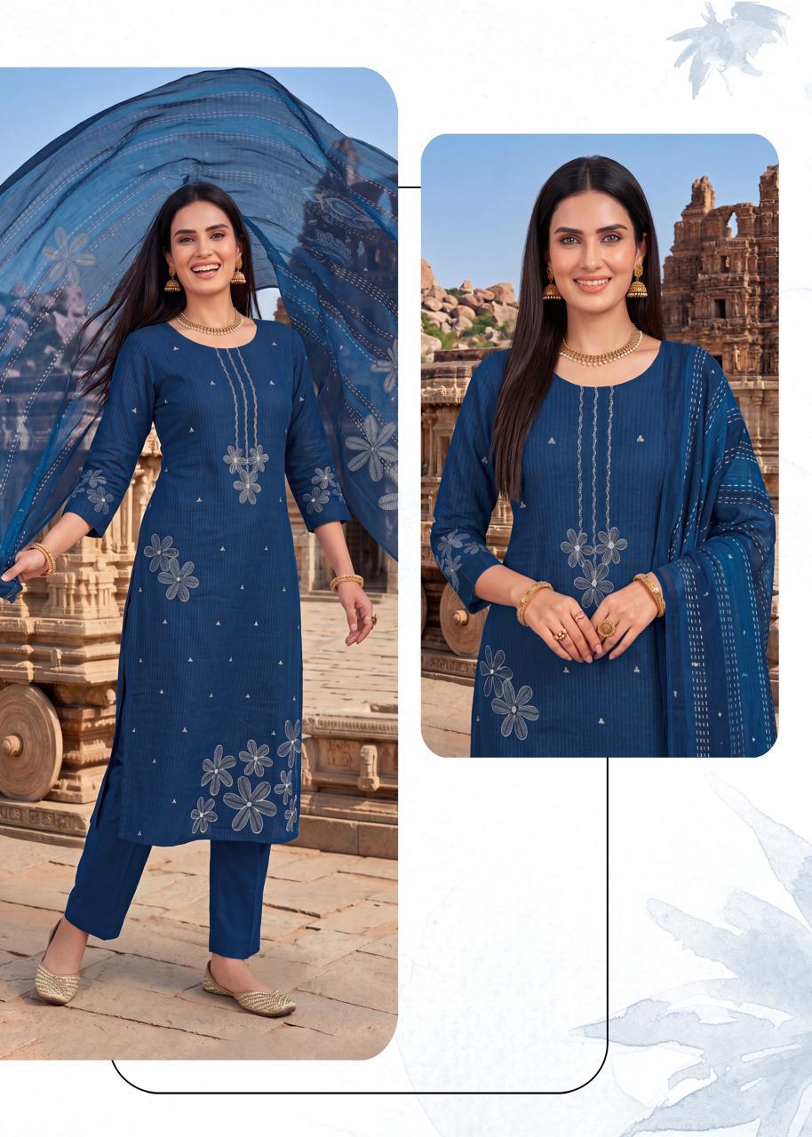 Rahi Rising Silver Vol Kurti Pant With Dupatta Set — Wholesale Kurtis, Vardan Ethnic wholesale from Surat — view 5