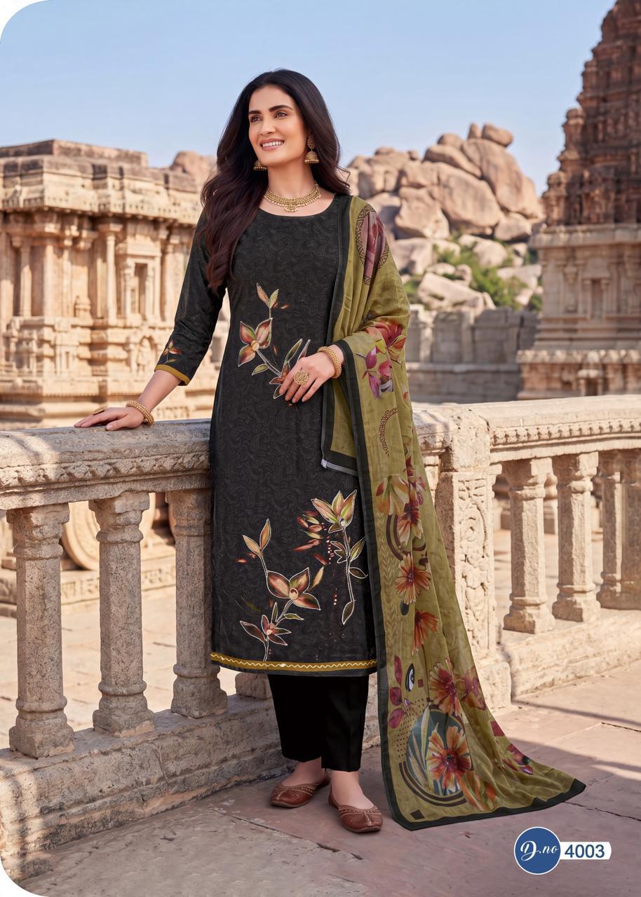 Rahi Rising Silver Vol Kurti Pant With Dupatta Set