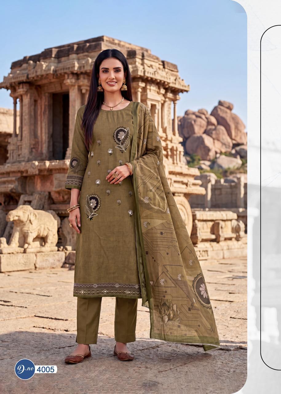 Rahi Rising Silver Vol Kurti Pant With Dupatta Set — Wholesale Kurtis, Vardan Ethnic wholesale from Surat — view 9
