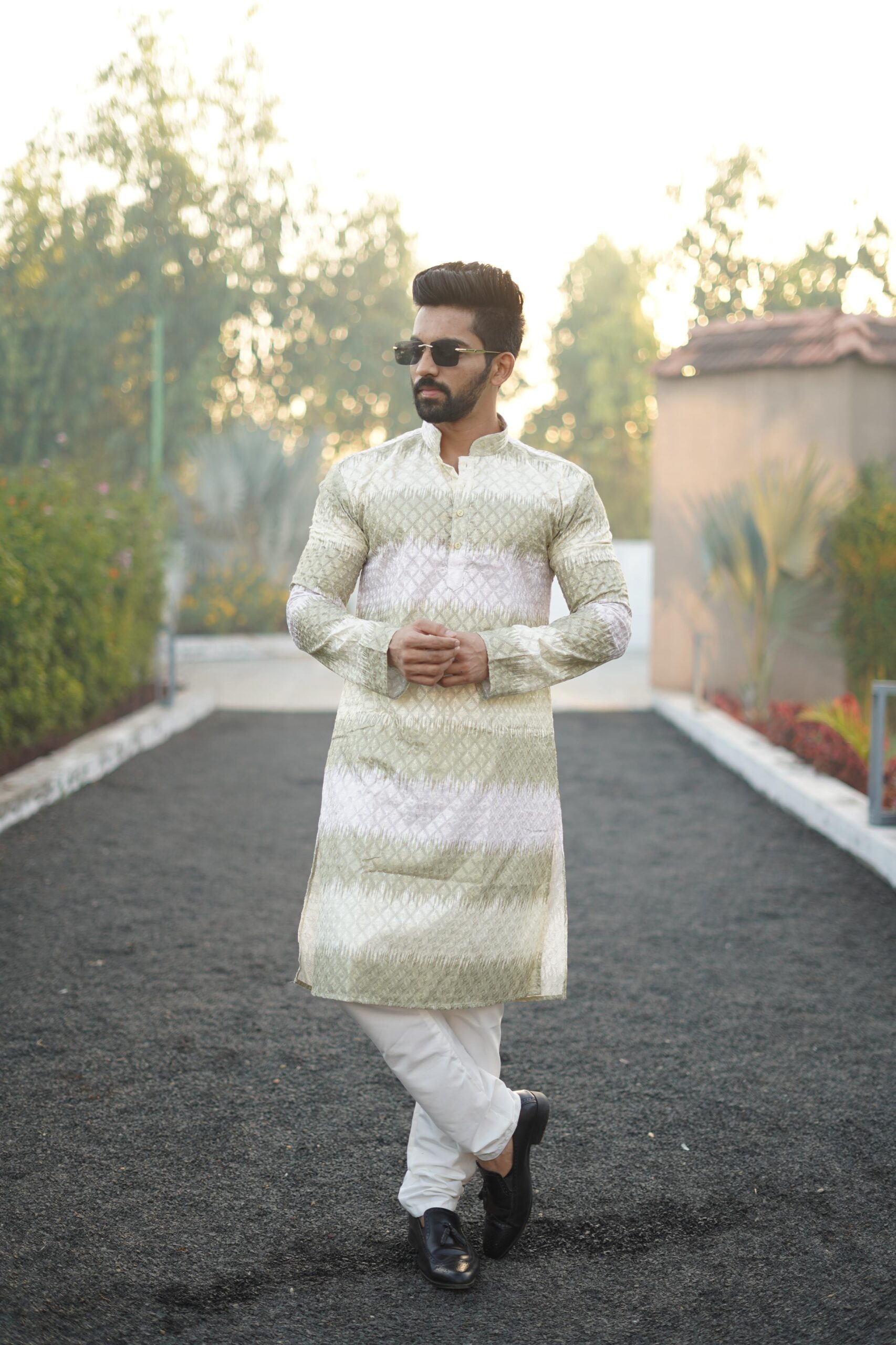 Rainbow Men's PC Cotton Shaded Embroidered Kurta Pajama — Men's Wear, Vardan Ethnic wholesale from Surat — Photo 5